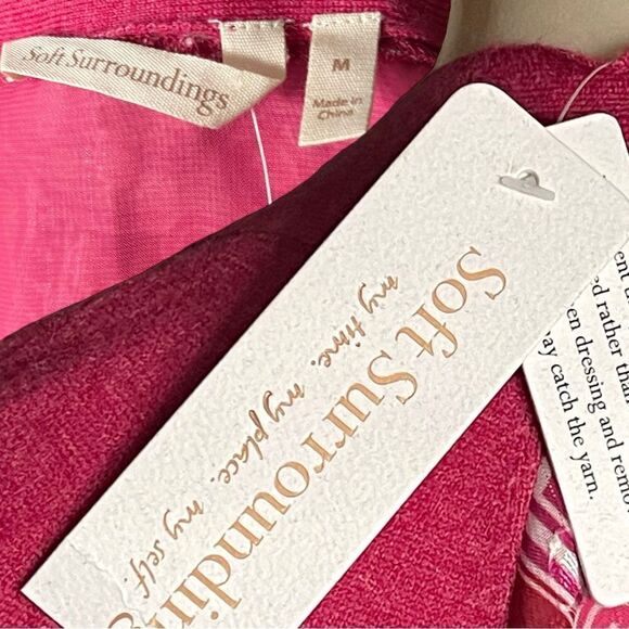 Soft Surroundings Pink Shimmer Semi Sheer Pattern Back Open Cardigan - Picture 13 of 16